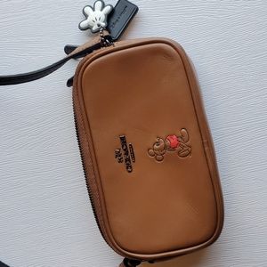 Coach x Disney Tan Leather Mickey Mouse Crossbody Purse